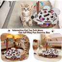 Interactive Felt Cat Maze Box with Cartoon Mouse-Shaped Post Puzzle ExerciseHide Seek Moving Toy for Cats, Mental Enrichment Self-Play Toy Encourages Hunting Instincts with 4 Balls (Gray)