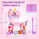 4 in 1 Toddler Basketball Hoop & Soccer Goal, Kids Sports Toy for 1 2 3 Years Old Girls Boys, Baby Toy with Sound & Light, Birthday Gift for 12-18 Months, Pink
