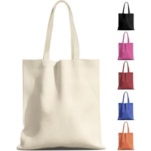 MOLOVA 1-200 Pack Premium Canvas Reusable Tote Gift Bags,Made of Natural Canvas with Handle,Work,DIY,Shopping(1 Pack)
