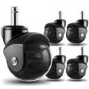 RidRed Office Chair Wheels Replacement Heavy Duty 2 Inch Roller Blade Wheels for Carpet Hardwood Floors,Support 2000 LB, Rubber Rollerblade Desk Chair Casters, Standard Stem Universal Fit, Set of 5