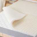 2-Inch Convoluted Copper-Infused Memory Foam Mattress Toppers, Cooling and Pressure Relieving with Airflow Design, Twin, Beige