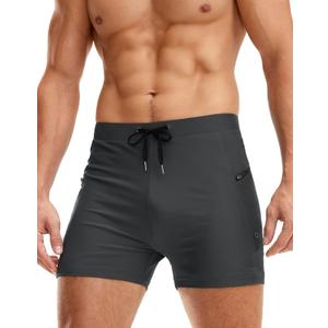 G Gradual Men's Swimsuit Trunks with Zipper Pockets Quick Dry Swimwear Bathing Suit Swim Briefs Board Shorts for Men (Medium)
