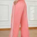 Track Pants Women Wide Leg Sweatpants High Waisted Baggy Joggers Side Stripe Drawstring Ankle Pant with Pockets (XL)