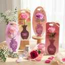 Gueevin 24 Set/48 Pack Mother's Day Flower Bouquet Gift Boxes Single Rose Carnation Floral Cards Sleeve Gift Packaging with Tags 4 Styles Flower Insert Card Holder for Mother's Day Floral Arrangements