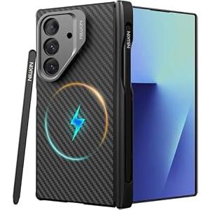 Nillkin Slim Aramid Fiber Case for Samsung Galaxy Z Fold 7, [Built-in Writing Pen] [Compatible with MagSafe] [Adjustable Stand] [Hinge Protection], Protective Magnetic Phone Cover for Z Fold 7, Black