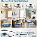 VOLISUN Low Profile Ceiling Fans with Lights and Remote, 27.6in Fandelier Ceiling Fan Flush Mount, 3000K-6500K Smart Bladeless LED Fan Light, Black Modern Ceiling Fans with Lights for Bedroom