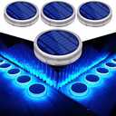 Blue Solar Deck Dock Lights Solar Powered, Step Warning Lights for Outside Driveway Sidewalk Garden Pathway Yard (4 Pack)