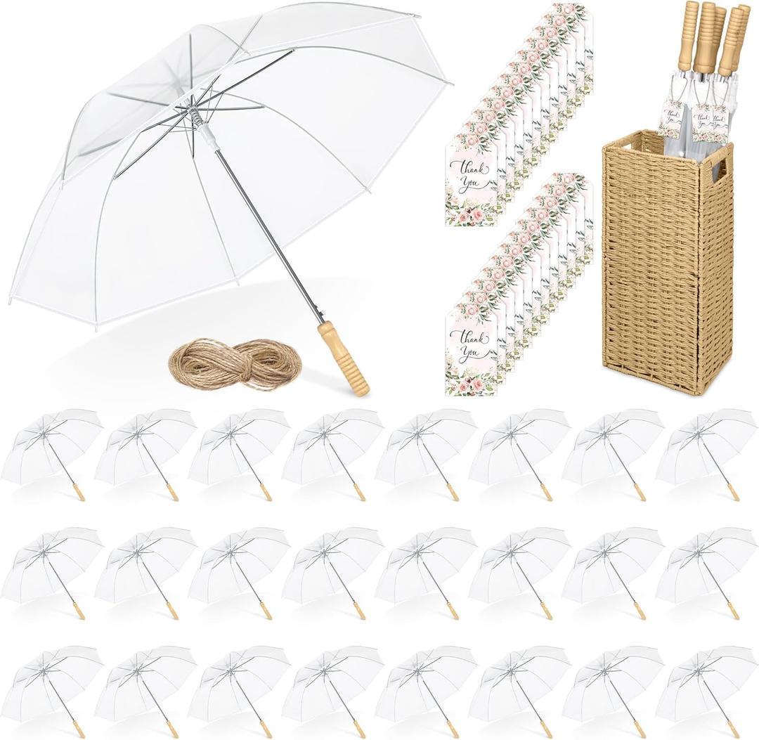 Aodaer Wedding Umbrella Bulk with Foldable Storage Box Auto Open Foldable Umbrellas Windproof Travel Umbrella for Outdoor Activities, Wedding Anniversary Photography 23 Pieces