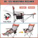 Yuntau 2 Set Reclining Beach Chair and Umbrella for Adults, Outdoor Camping Foldable Sand Chairs with Umbrella, SPF 50+, High Back, with Foot Rest, Cup Holder and Mesh Bag