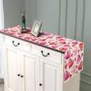 Sunwer Valentine's Day Watercolor Table Runner Red Heart Wedding Anniversary Party Decoration Home Kitchen Dining Room Decor 72Inches Long