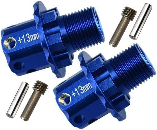 Aluminum Alloy +13mm Wide 17mm splined Wheel hubs Hex Adapters for Traxxas 1/8 4WD Sledge Monster Truck Replace 8654 2pcs - Blue