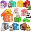 Learning Toy for Toddlers 1 2 3 Year Old, 10 Farm Animal Toys & 10 Barns, Counting, Matching & Sorting Montessori Educational Sensory Toys, Christmas Birthday Easter Gift for Baby Boy Girl 1-3