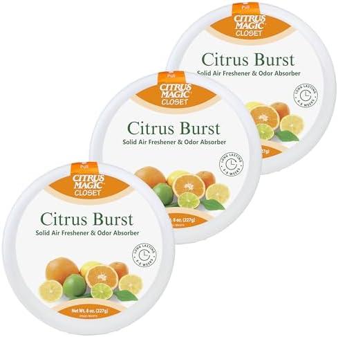 Citrus Magic For Closets Odor Absorbing Solid Air Freshener, Citrus Burst, 8-Ounce, Pack of 3