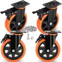 6 Inch Heavy Duty Caster Wheels Load 3000 Lbs with Brake Safety Dual Locking No Noise Wheels Swivel Casters Set of 4 (Free Screws)