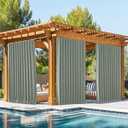 NICETOWN 2 Panels Outdoor Curtains Waterproof Pocket & Back Tab on Top & Bottom, Thermal Insulated Windproof Sun Blocking Outside Privacy Drapes for Patio with Fixed Rope, W84 x L95, Sage Green