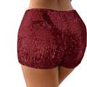 Milumia Women's Sparkly Sequin Shorts Low Waist Straight Leg Shorts Party Rave Concert, X-Small, Burgundy