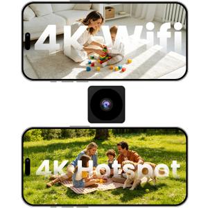 No Wifi Security Camera, 4K Mini Security Camera, Wireless Small Cameras | Works with or Without Wifi, Night Vision, Motion Detection, Cloud & TF Storage, for Home/Pet/ Indoor/Outdoor, Dark Black