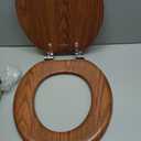 Round Toilet Seat Molded Wood Toilet Seat with Zinc Alloy Hinges, Easy to Install also Easy to Clean, Anti-pinch Wooden Toilet Seat by Angol Shiold (Round, Brownish Yellow)