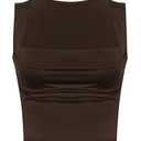 Womens Square Neck Crop Top Y2k Fashion Sleeveless Streetwear Casual Slim Fitted Camisole Top Large, Brown