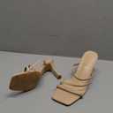 Shoe'N Tale Strappy Kitten Heels For Women Stiletto Mules Square Open Toe Slip On Sandals, 7