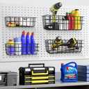 Pegboard Baskets 4 Pack, Bins Set, Accessories, Garage Storage Wall Organizer Attachments, Square Style Black