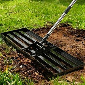 30x10 inch Lawn Leveling Rake, Yumatum 72" Effort Saving Lawn Leveler Tool, Stainless Steel Handle Lawn Leveler for Golf Course Yard Pasture Garden, Professional Lawn Care Landscape Rake