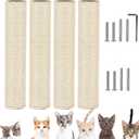 VCEPJH Cat Scratching Post Replacement for Indoor Cats 4Pcs 15.7in Cat Scratch Post Refill Pole Parts Sisal Rope Cat Furniture Protector with M8 Screws for Cat Tree Tower (White)