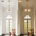 Gold Glass Drum Chandelier, 4-Light Modern Hammered Ripple Glass Chandelier, 16.9"W × 67.5"H