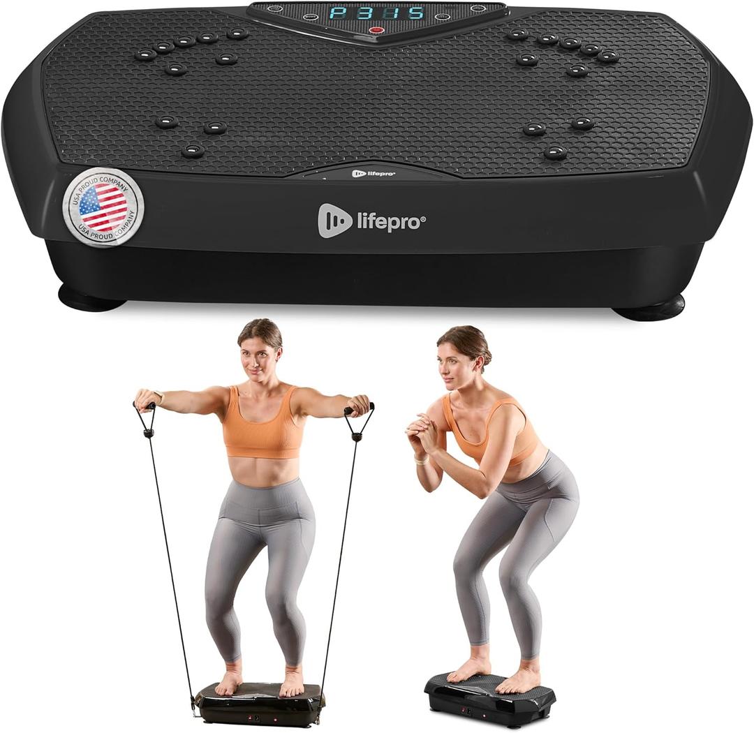Lifepro Vibration Plate Exercise Machine with Magnetic Acupoints - Full Body Vibration Platform for Beginners and Recovery - Ideal Lymphatic Drainage Massager for Muscle Toning and Overall Fitness (Compact Black)