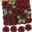 MACTING Mothers Day Flowers 30PCS Artificial Glitter Roses Real Touch Red Flowers with Stem Foam Roses for Wedding Bouquet Table Centerpieces Party Wreath Home Spring Graduation Decorations