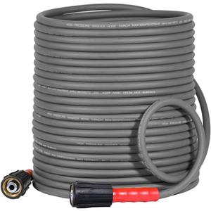 YAMATIC Super Flexible Pressure Washer Hose 100FT 1/4", Kink Resistant Power Washer Hose Replacement for Flexzilla Uberflex Ryobi Troy Bilt Leak-Free M22 Fittings, 3200 PSI, Grey (Gray)