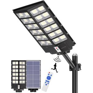 Gefolly SL-9800W Solar Street Lights Outdoor, 860000LM Commercial Parking Lot Light, 6500K Dusk to Dawn IP67 Security Flood Lights Motion Sensor Led Lamp for Basketball Court, Road, Yard, XXXL-9800
