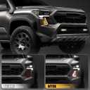 LED Daytime Running Lights White DRL Compatible with Tacoma 2024 2025 2026, With Amber Sequential Turn Signal Lights Front Bumper Fog Lights Kit Tacoma Accessories