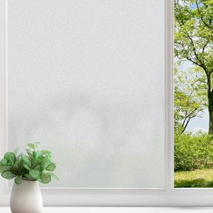 Amiya Frosted Window Privacy Film Bathroom Window Film for Glass Reusable, No Glue Frosted Anti-UV, Anti-Glare, 23.6x78.7Inch, Pure
