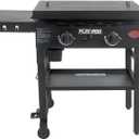 Char-Griller Flat Iron 2-Burner Propane Gas Flat-Top Griddle with Steel Griddle Top, Wind Guards and Removable Lid, 520 Cooking Square Inches in Black, Model 8128