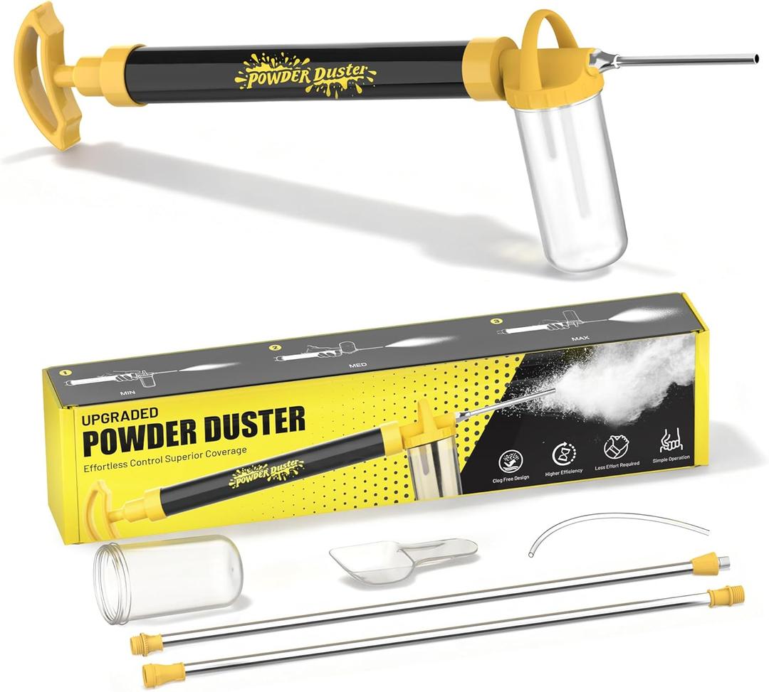 Diatomaceous Earth Powder Duster, Powder Sprayer with Adjustable Length 4FT, Multi-Purpose Application for Indoor Outdoor Garden (Yellow)