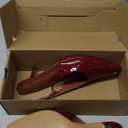 Coutgo Womens Slingback Heels Kitten Low Heel Dress Shoes Closed Pointed Toe Buckle Pumps Work Wedding Shoes, Burgundy, Size 7.5