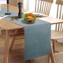 Wipeable Table Runner, Thick Farmhouse Dresser Runner, Rustic for Kitchen, Bedroom, Living Room, Indoor and Outdoor (36'', Blue Grey) (36''(Fits Length 20''-28'' Table))