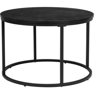 Ball & Cast Side End Table Round Accent Table with Faux Marble Top , 23.25" Dia, Black