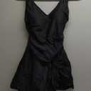 B2prity One Piece Swimdress Swimsuits for Women Tummy Control Swim Dresses Skirt V Neck Wrap Bathing Suit (Medium, Black)