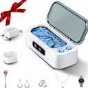 SUNPOW Ultrasonic Jewelry Cleaner Machine Dual Chambers for Contact Lenses & Jewelry, 45kHz Sonic Cleaner for Silver & Gold, Rings, Earrings, Glasses, Watches, Necklaces  Quiet 45dB, Deep Cleaning