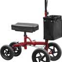 All Terrain Steerable Knee Scooter Deluxe Medical Scooter for Adults for Foot Injuries, Foldable Knee Walker Leg Crutch Alternative, Large Size, Dual Braking System, 12" Pneumatic Front Wheel, Red