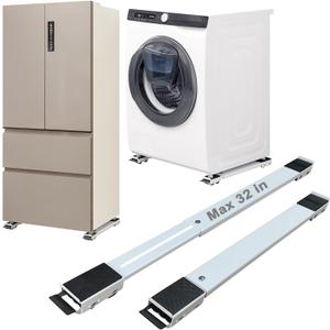 Appliance Rollers Heavy Duty,Max 32in,Second Generation Extendable Appliance Rollers Mobile Washing Machine Base Easily Move Washing Machines, Dryers, Refrigerators, Furniture (White)