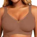 OEAK Womens Wireless Jelly Bras V Mesh Comfortable Bralette Supportive Tshirt Bra No Underwire Seamless Push Up Everyday Bras (Gold, M)