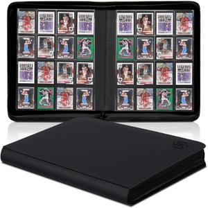 16 Pocket Card Binder, HYMENEX 1000+ Premium Zip Trading Card Binder Side-Loading Slots Card Album Holder for Sports Game Trading Card Protective Organize