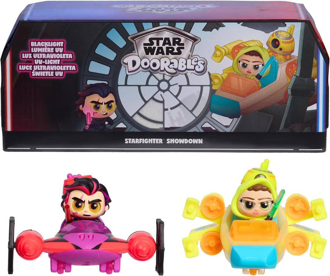 Star Wars Doorables Starfighter Showdown Light-Up Display, Exclusive Rey & Kylo Ren 1.5 Collectible Mini Figures, Star Wars: The Rise of Skywalker, Kids Toy for Boys & Girls Ages 5 and Up