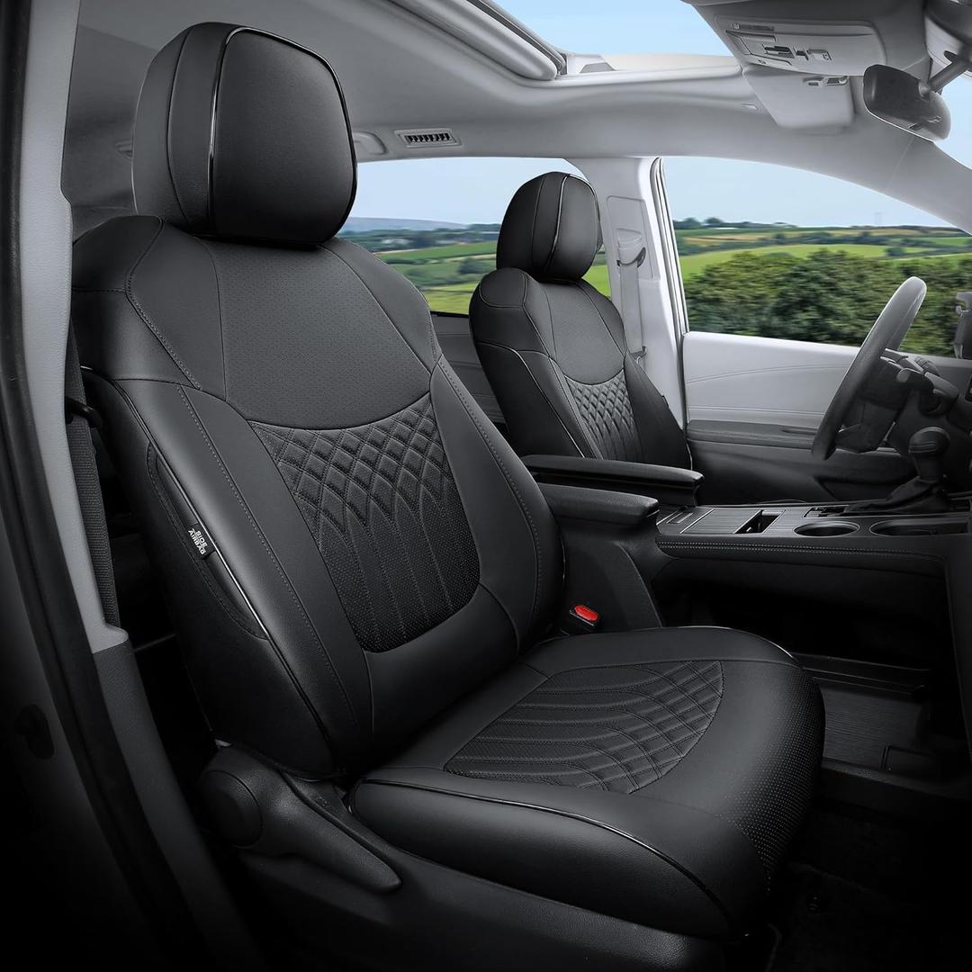 Customized for Toyota Sienna Seat Covers 2021-2026 Sienna 8 Seats 3 Row, Leather Car Seat Covers Waterproof Seat Covers Full Set for Cars, Car Seat Protectors, Airbag Compatible(Black)