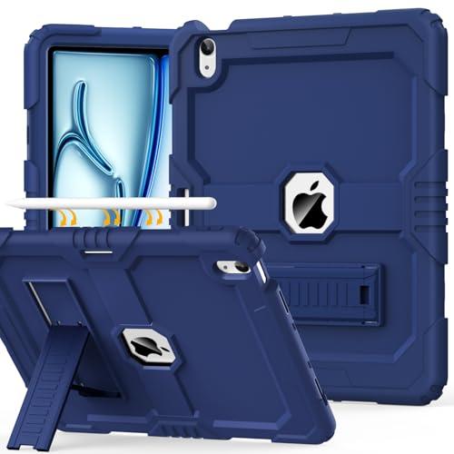 OKP Case for New iPad Air 13 inch M3 (2025), for iPad Air 13-inch M2 (2024), Heavy Duty Shockproof Rugged iPad Air 13'' Protective Cover with Pencil Holder & Built-in Stand, Navy Blue