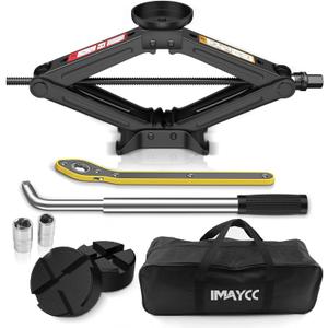 IMAYCC Car Jack 2.5 Ton/5512 lbs Universal Scissor Jack With Rubber Pad, Portable Tire Changing Kit With Lug Wrench, Emergency Kit for Sedan SUV MPV