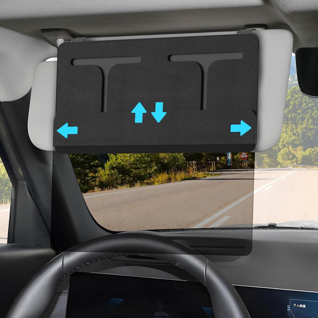 Polarized Car Sun Visor Extender, Upgraded Polarized Visor Extender Sun Blocker UV400, Universal Visor Extension for Car, Adjustable Sun Visor, Glare, UV Protector-Black